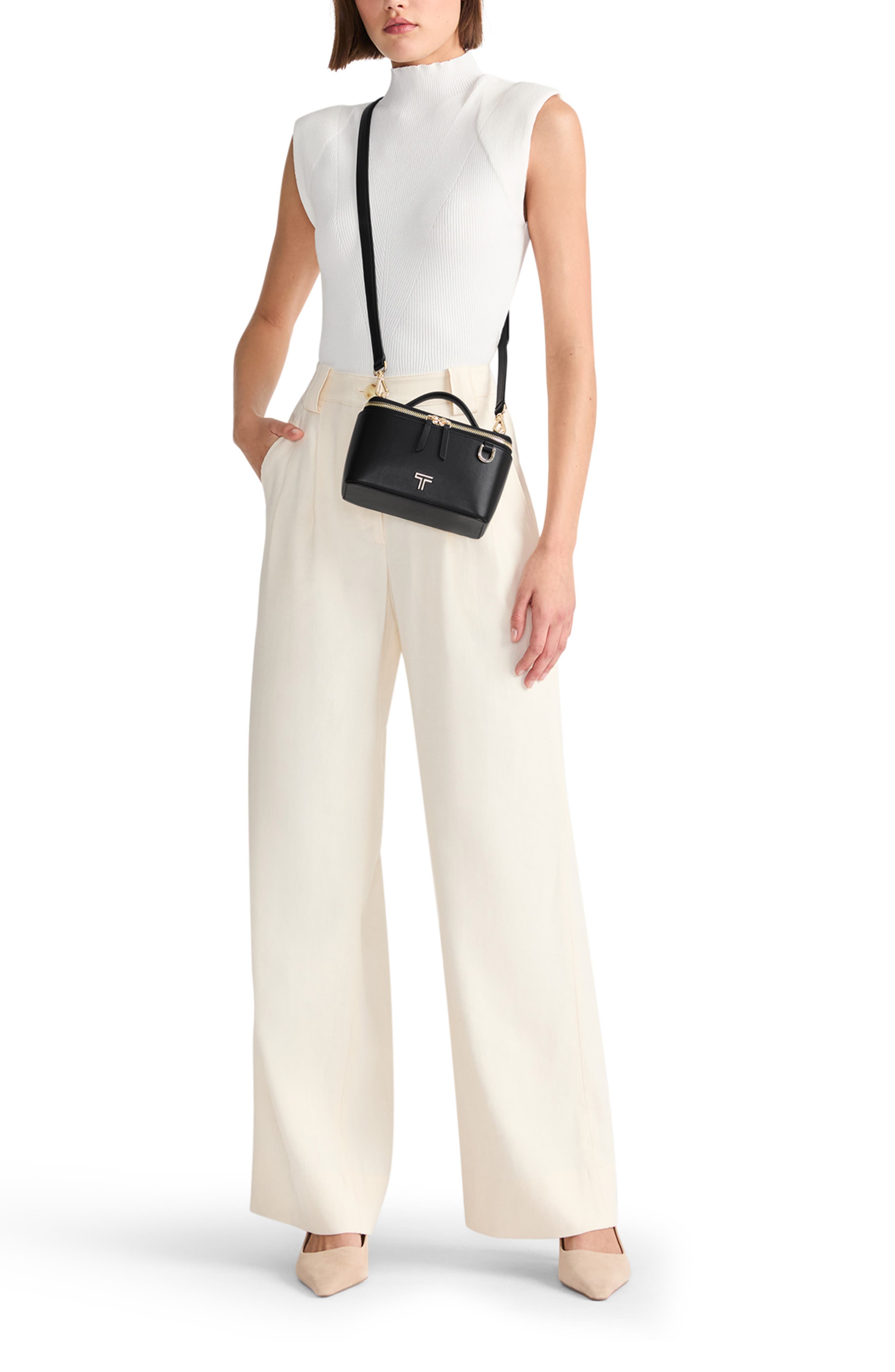 TUMI Voyageur Lex Small Train Case Crossbody Bag, Alternate, color, Black/ Light Gold