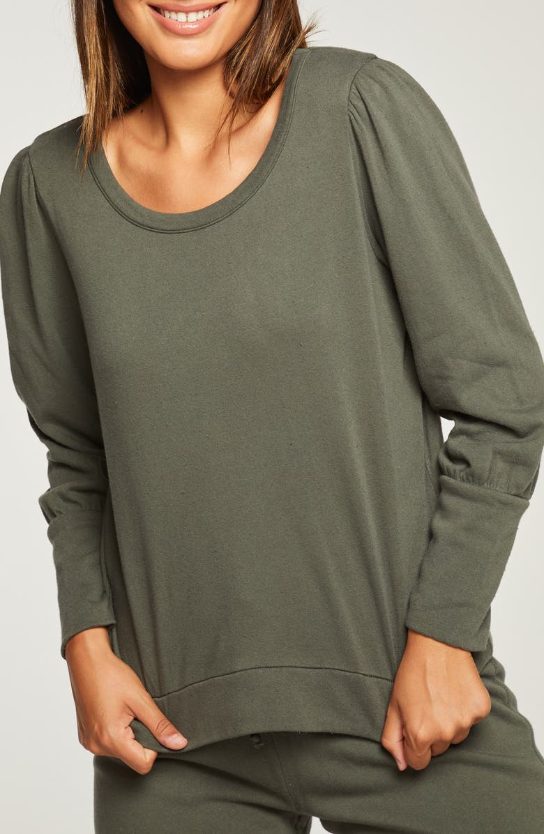 Chaser Puff Sleeve Cotton Knit Pullover Top, Alternate, color, 