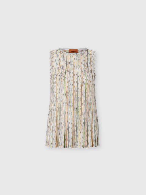 Sleeveless Top In Ribbed Viscose Blend With Sequins