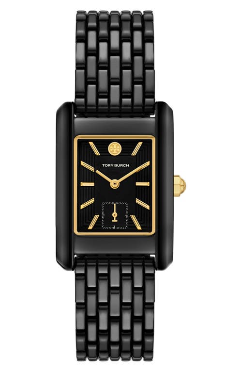 Shop Tory Burch The Eleanor Ceramic Bracelet Watch, 26mm X 38mm In Black