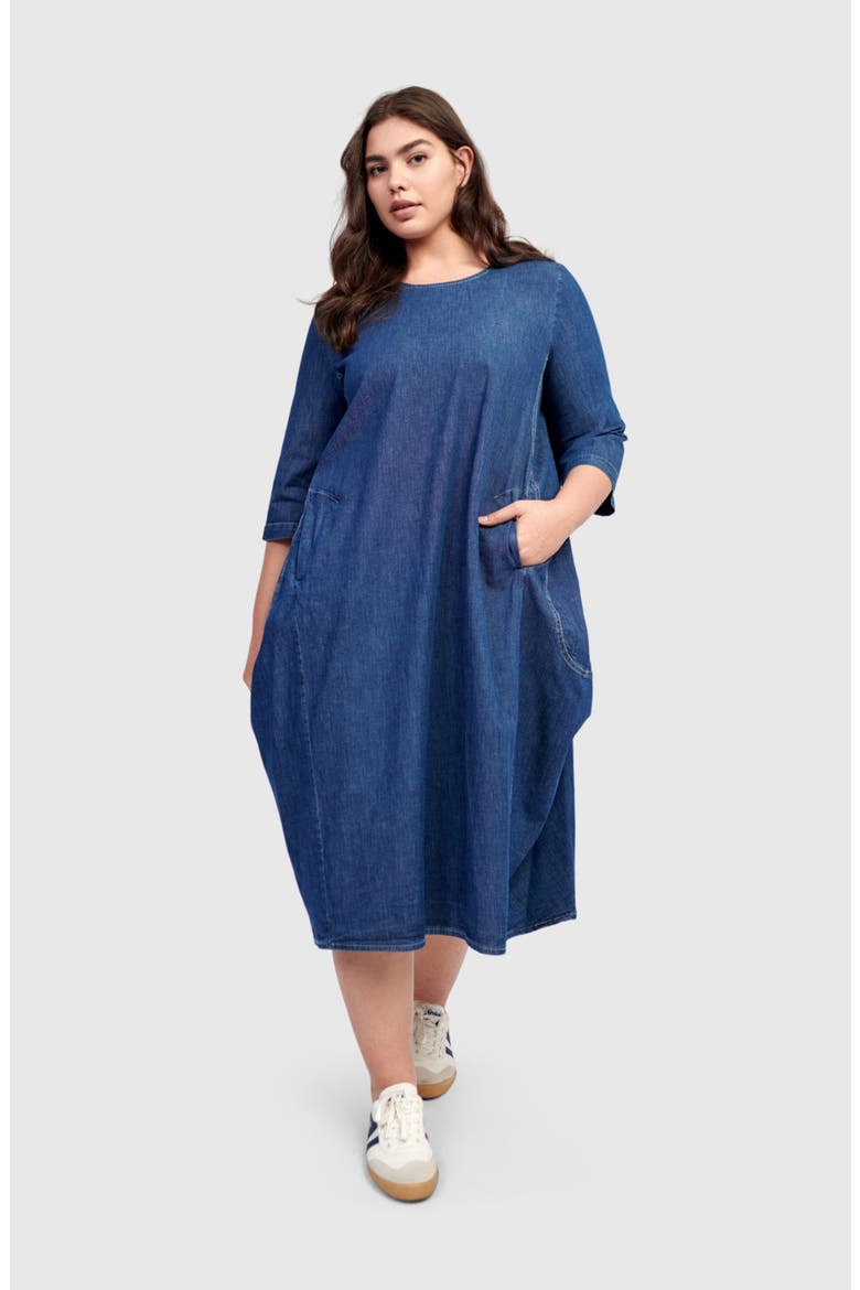 Liberty Oversized Cocoon Dress, Alternate, color, Denim