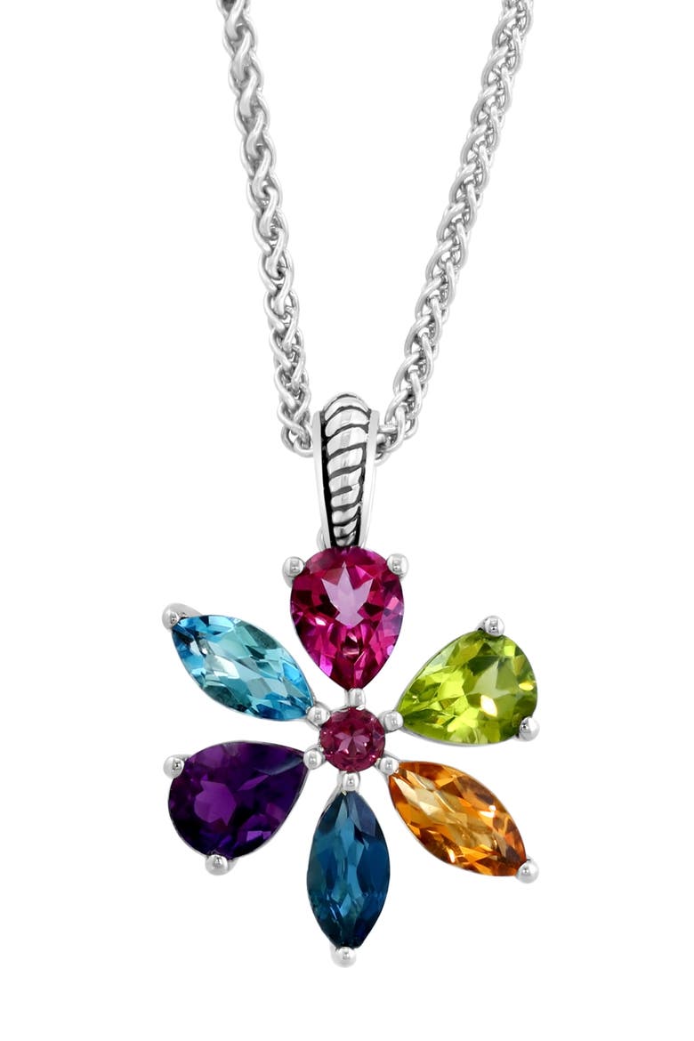 Sterling Silver Semiprecious Gemstone Pendant Necklace, Alternate, color, SILVER MULTI