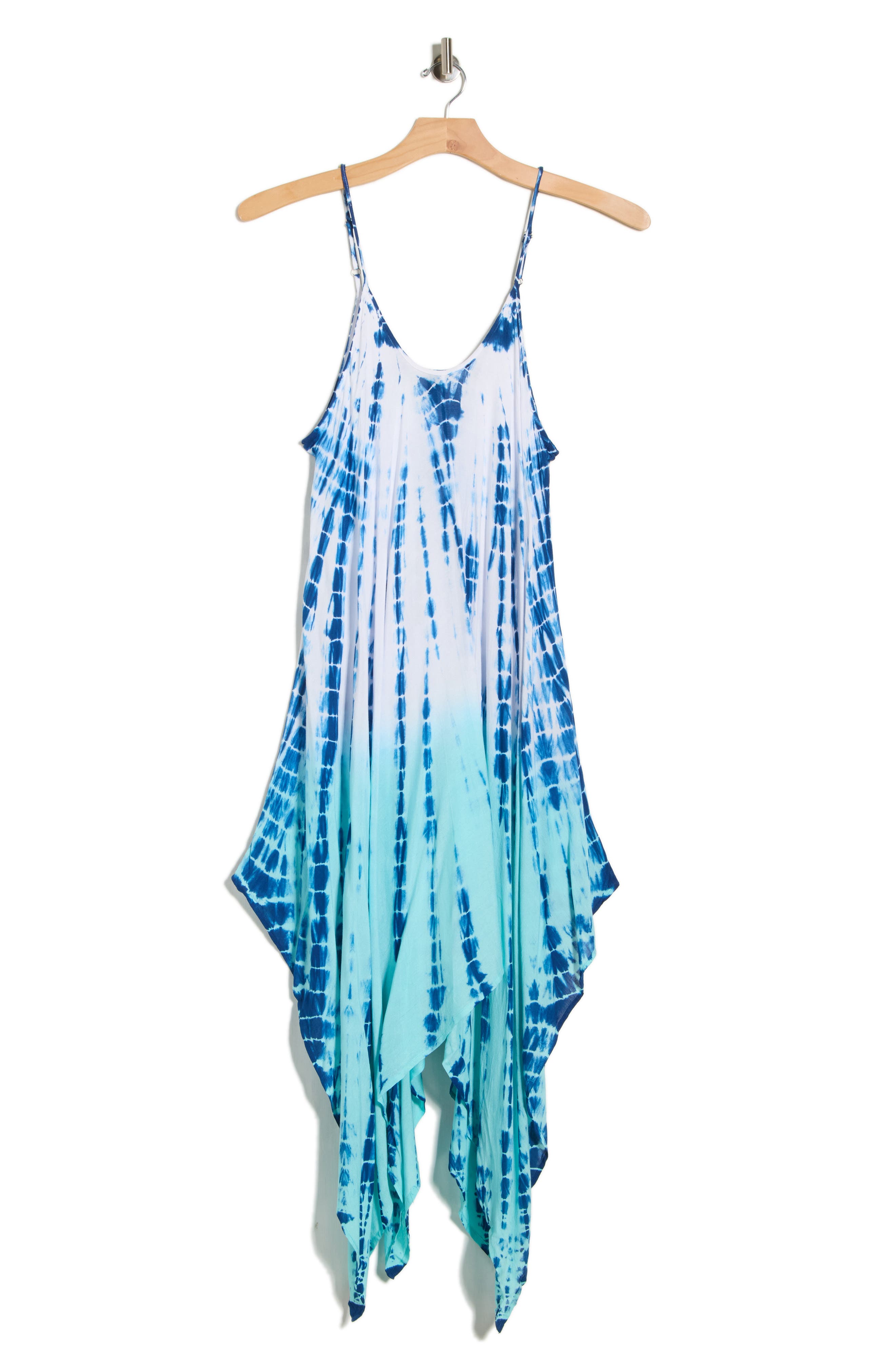 BOHO ME Tie Dye Print Handkerchief Hem Maxi Dress