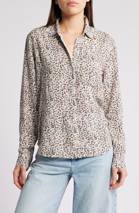 Josephine Abstract Animal Print Button-Up Shirt