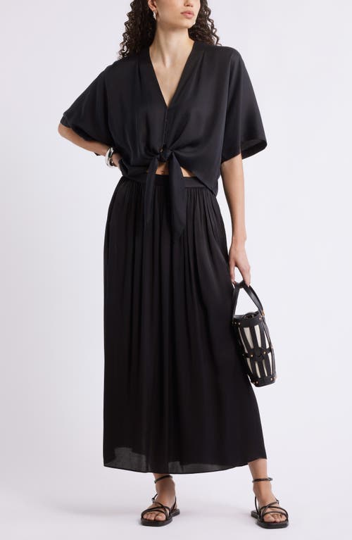 Nordstrom Gathered Midi Skirt In Black
