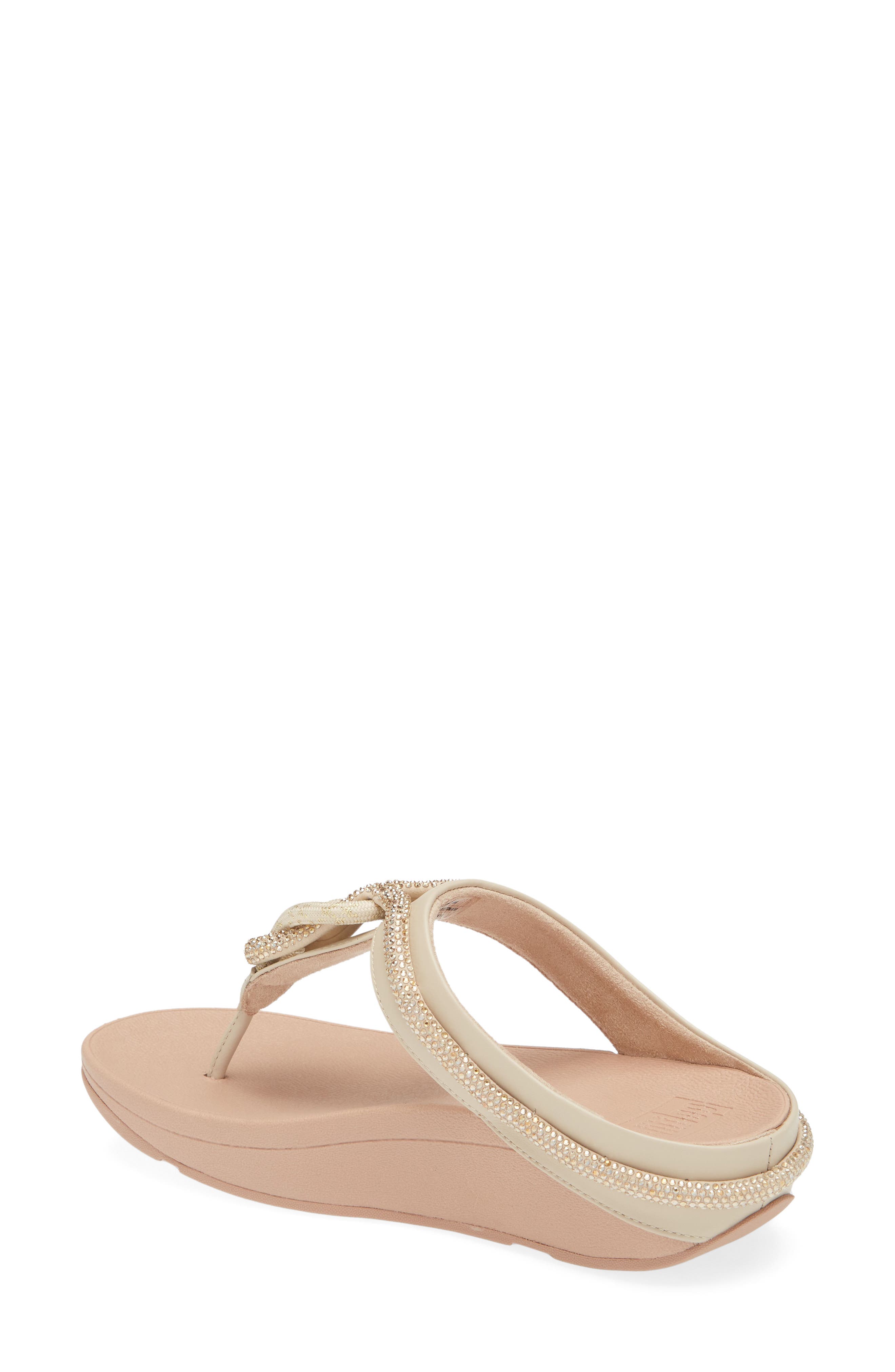 FitFlop Fino Crystal Flip Flop, Alternate, color, Stone Beige