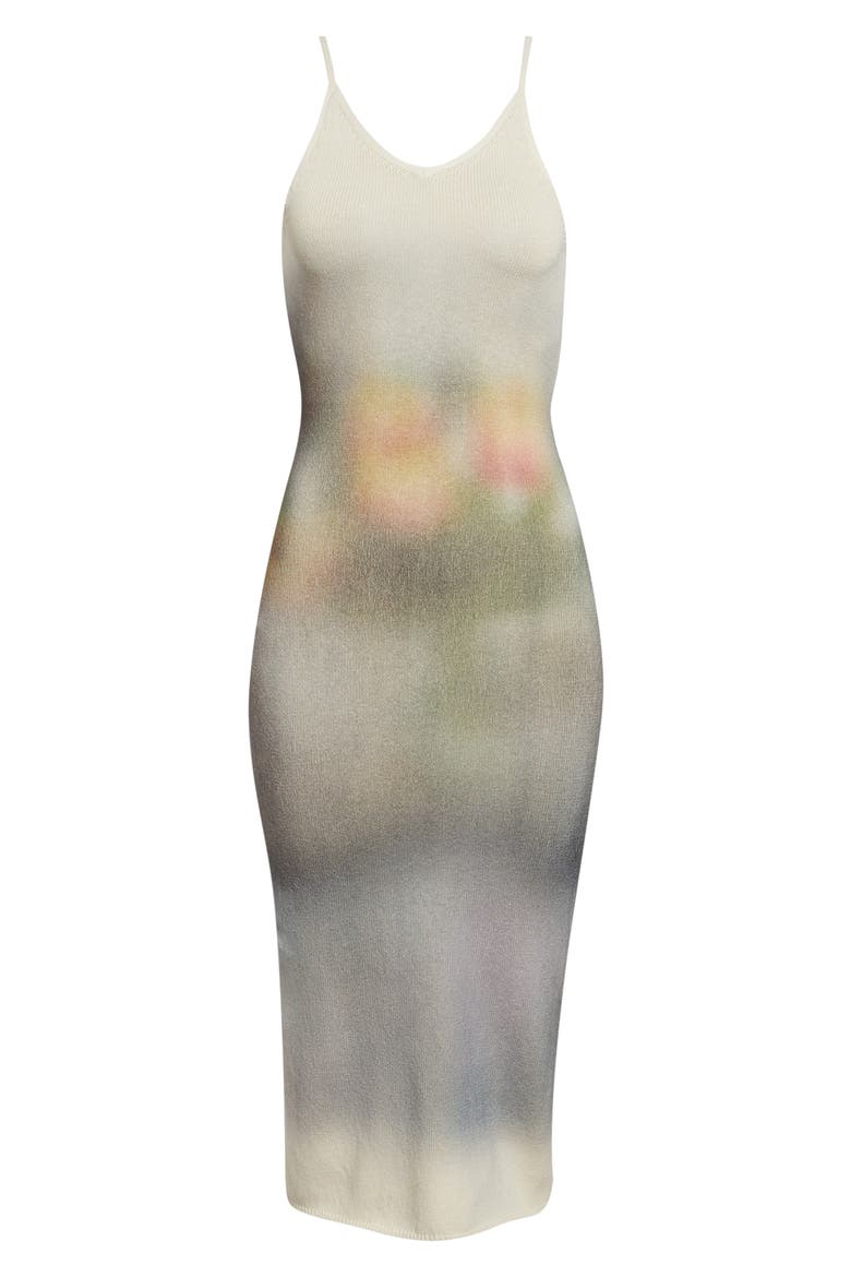 Print Cotton Rib Sweater Dress, Alternate, color, ECRU