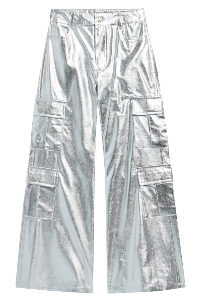 Kids' Mid Rise Wide Leg Cargo Pants, Main, color, SILVER FOI