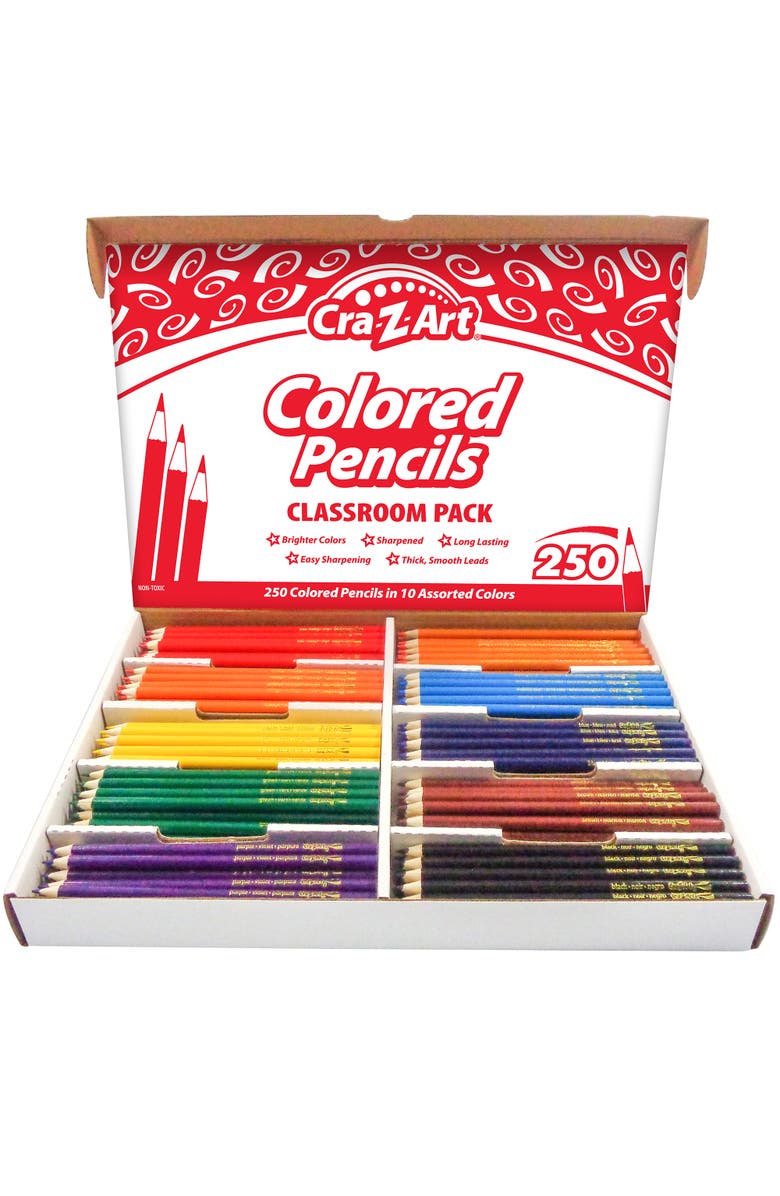 CRA-Z-ART Classroom Pack Colored Pencils 250 Pieces 10 Assorted Colors Set, Main, color, Multicolored