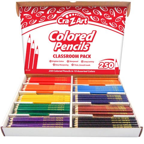 Classroom Pack Colored Pencils 250 Pieces 10 Assorted Colors Set