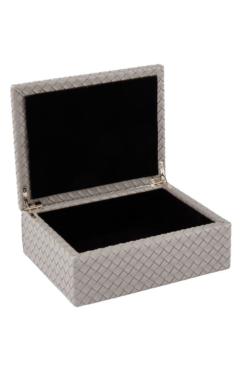 Bey-Berk Anastasia Woven Leather Trinket Box, Alternate, color, Grey