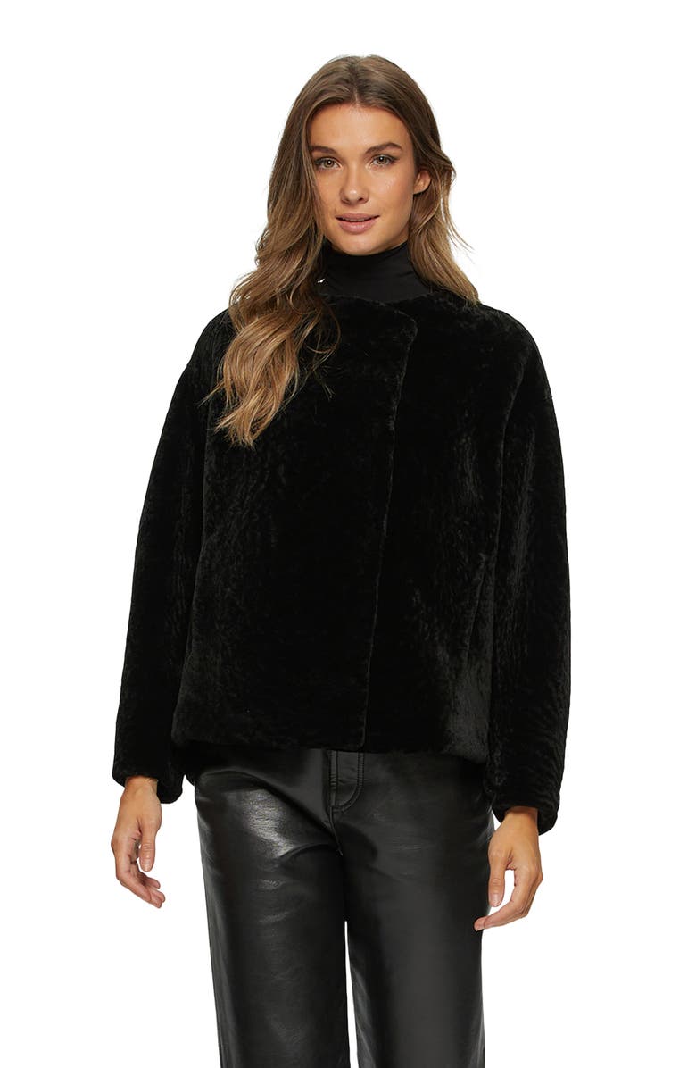 GORSKI Textured Genuine Shearling Jacket, Main, color, Black