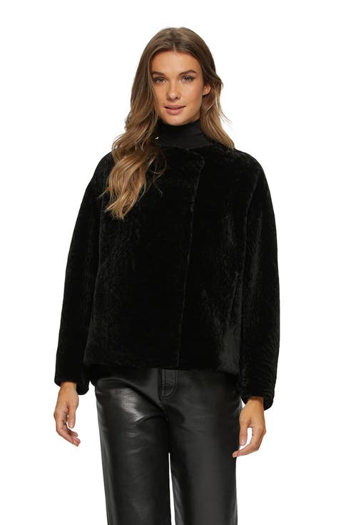 Textured Genuine Shearling Jacket