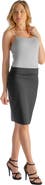 24seven Comfort Apparel Petites Solid Color Elastic Waist Knee Length Pencil Skirt