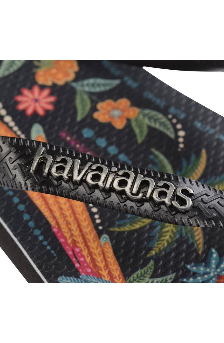 Havaianas x Farm Rio Print Footbed Flip Flop, Alternate, color, Farm Black Parrots