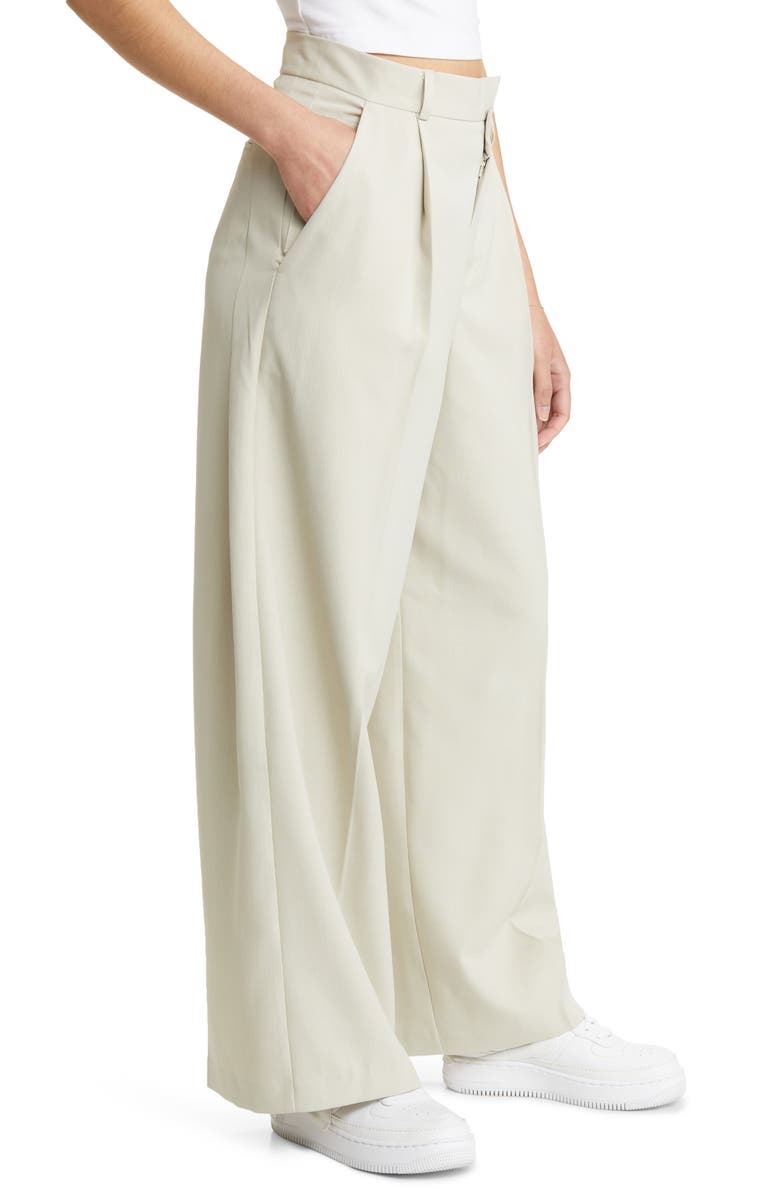Topshop Asymmetric Waist Wide Leg Trousers, Alternate, color,