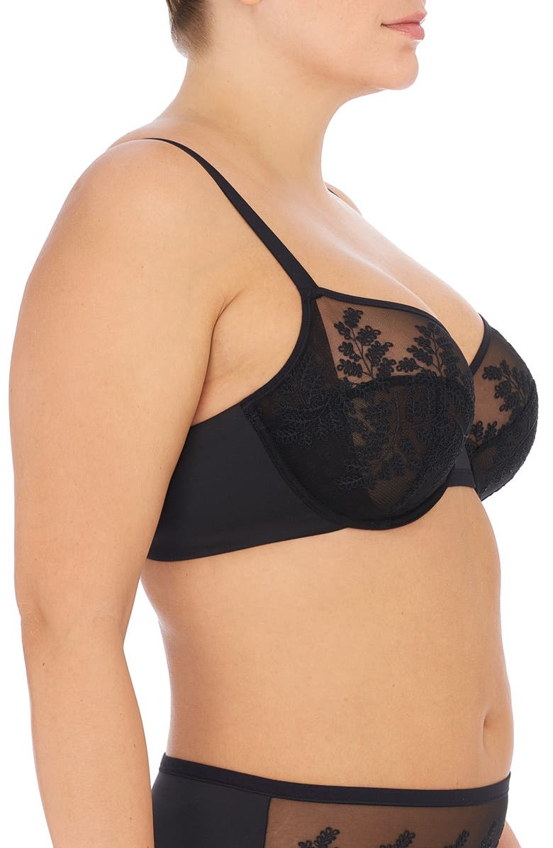 Natori Frame Floral Embroidered Underwire Bra, Alternate, color, Black