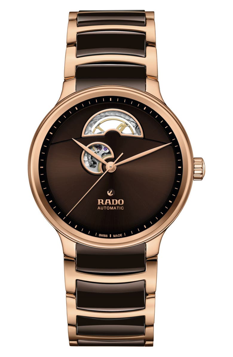 RADO Centrix Open Heart Automatic Ceramic Bracelet Watch, 39.5mm, Main, color, 