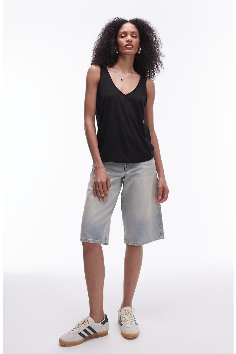 Slouchy V-Neck Tank, Alternate, color, BLACK
