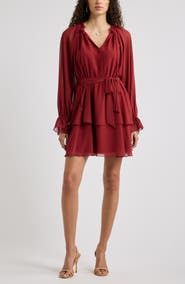 Chelsea28 Floral Chiffon Tiered Minidress