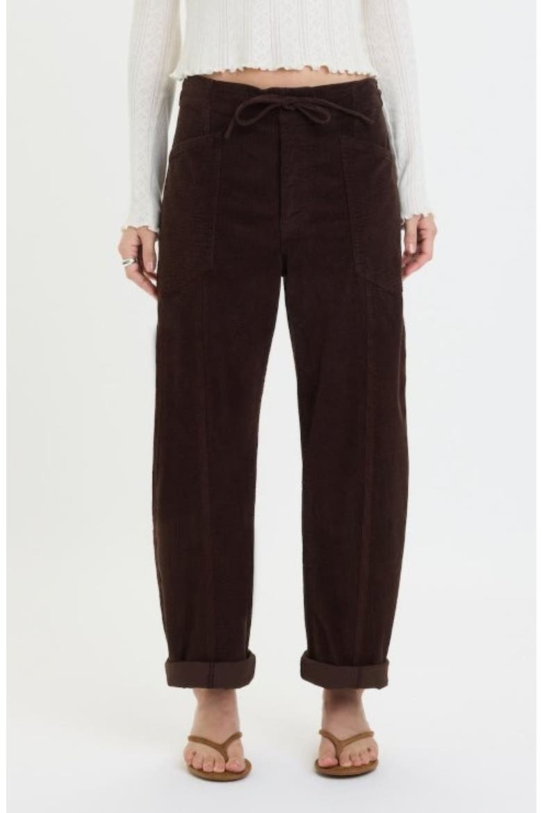 Villa Drawstring Barrel Leg Pants, Main, color, CHOCOLATE