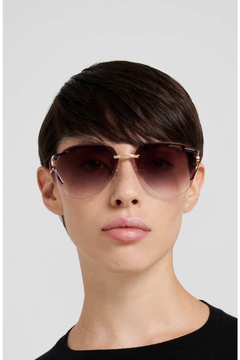 3103/S 64mm Gradient Oversize Pilot Sunglasses, Alternate, color, GOLD BURGUNDY/ BROWN PINK SF