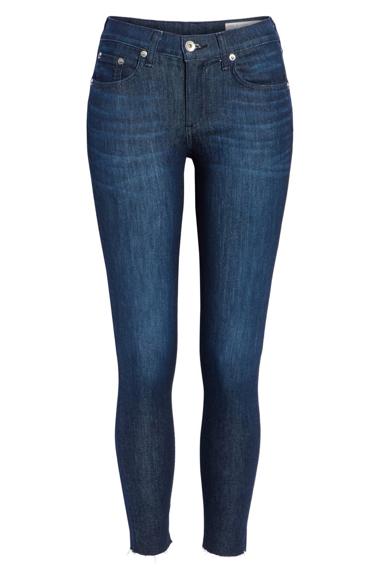 Raw Hem Ankle Skinny Jeans, Alternate, color, TONAL RIVER