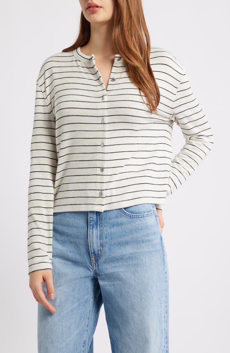 rag & bone/JEAN The Knit Stripe Boxy Cardigan, Main, color, Cream Stripe