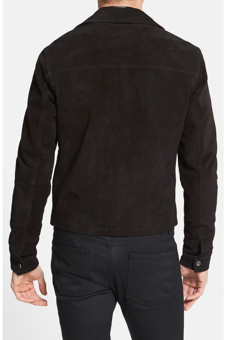 Black Suede Biker Jacket, Alternate, color, BLACK