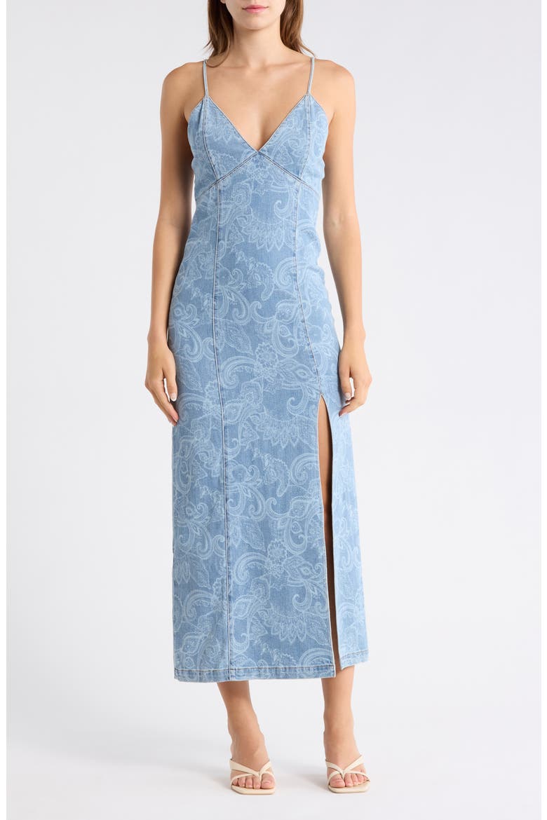 denim slip dress 90s Icon V Slip Dress