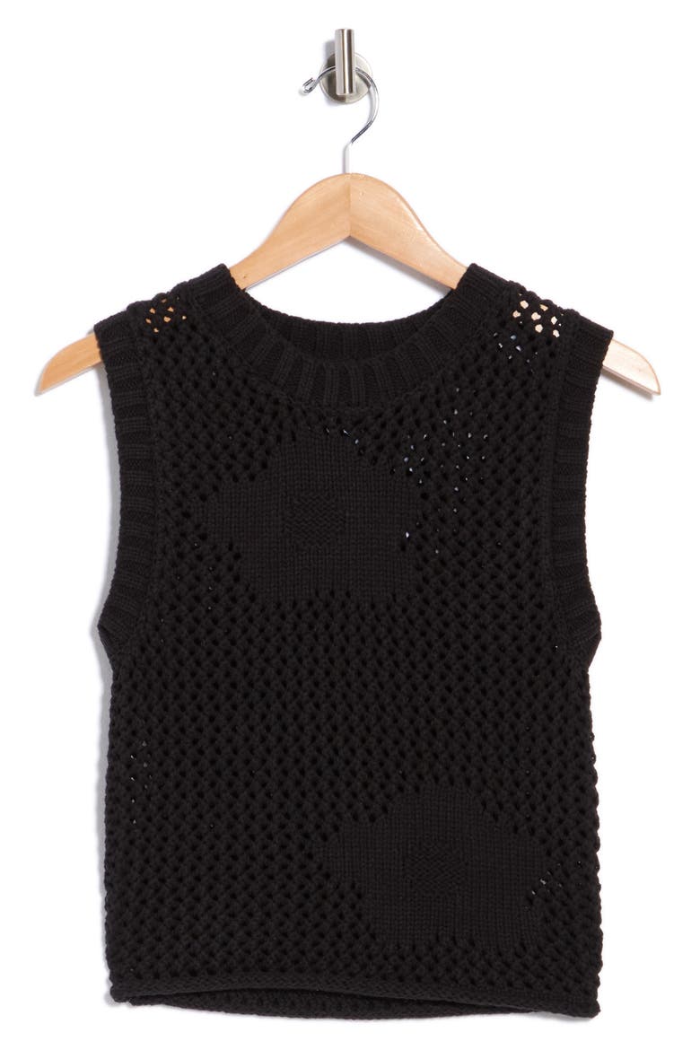 Crochet Tank, Main, color, BLACK