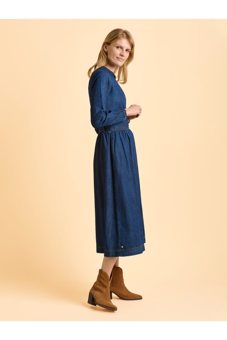 Fern Long Sleeve V-Neck Shirt Midi Dress, Alternate, color, Blue