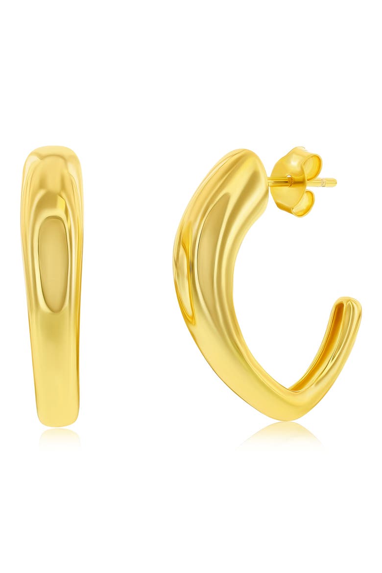 Abstract Hoop Earrings, Main, color, GOLD