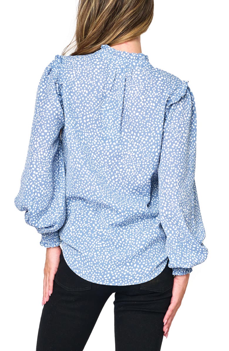 GIBSONLOOK Dot Print Woven Top, Alternate, color, Denim Dot