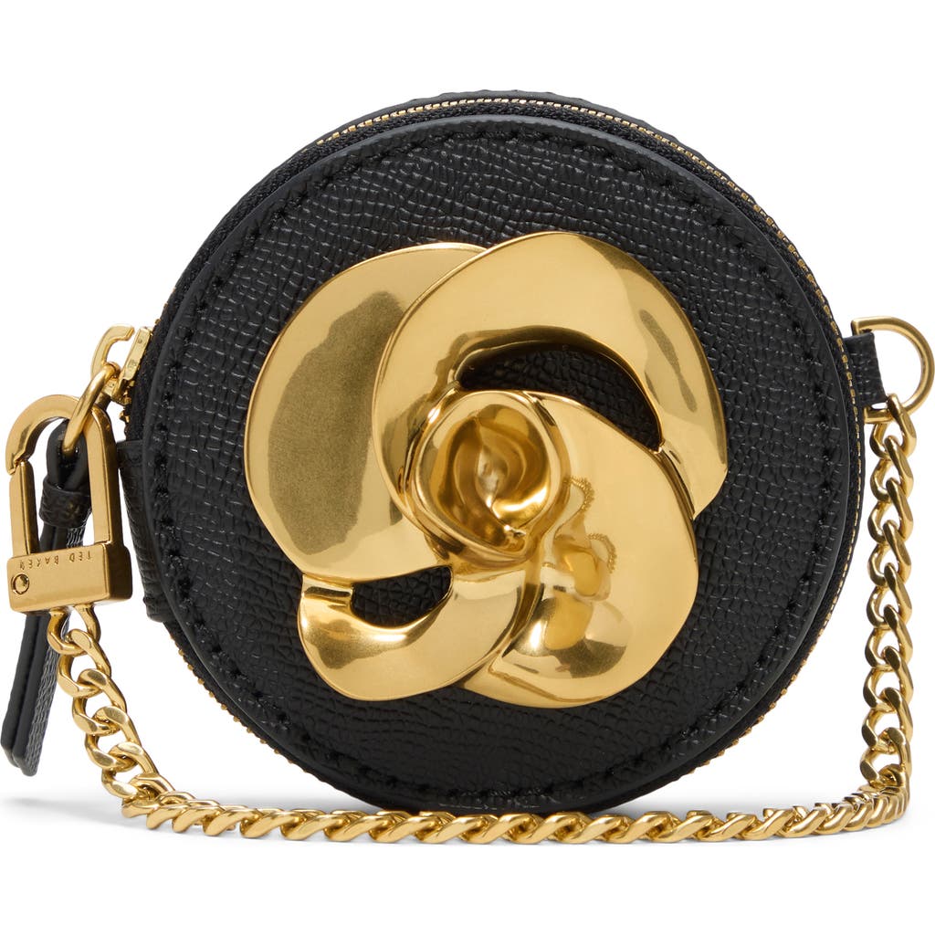 Ted Baker London Abby Rose Circle Leather Clutch In Black