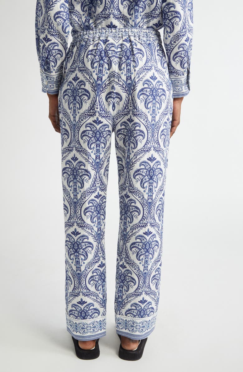 Tropical Print Linen Blend Pants