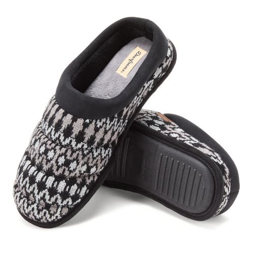 Dearfoams Asher Marled Knit Clog Slipper In Black