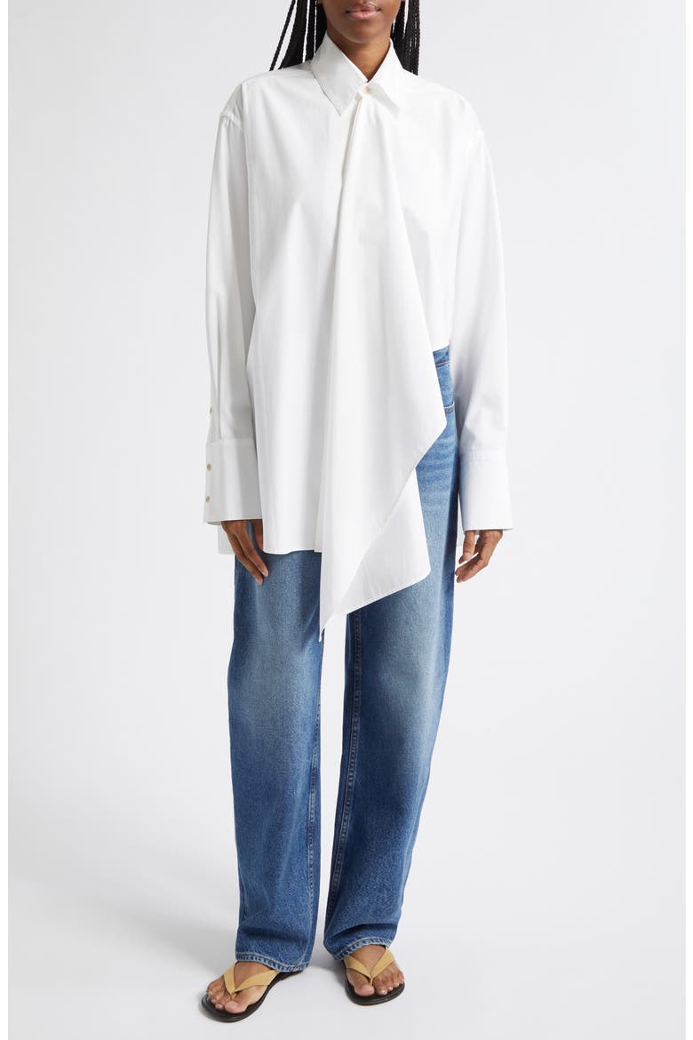 Tess Relaxed Fit Cascade Front Button-Up Shirt, Alternate, color, MILK