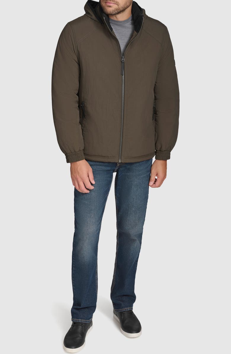 Andrew Marc Gatton Hooded Nylon Jacket, Alternate, color, Olive