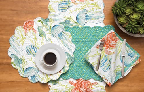 C & F Home C&f Home Paradise Sound Table Runner In White