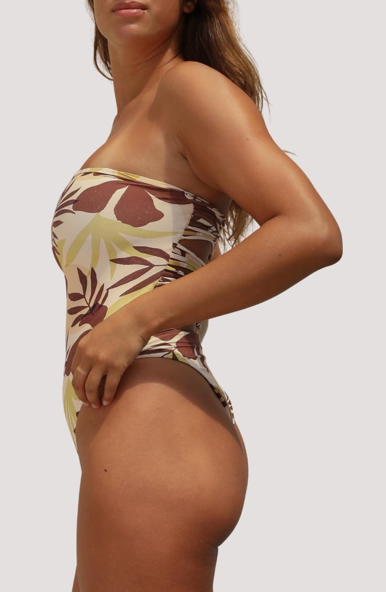 Stone Fox Paola Macramé Strapless One-Piece Swimsuit, Alternate, color, Tropical Tonal