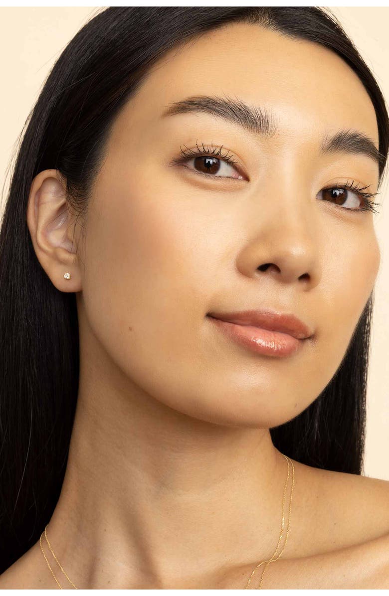 Oradina 14K Yellow Gold Shine Bright Diamond Small Studs, Alternate, color, White Gold