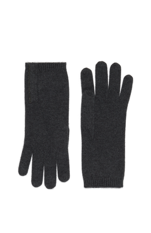 Brunello Cucinelli Knit Gloves In Lignite Grey