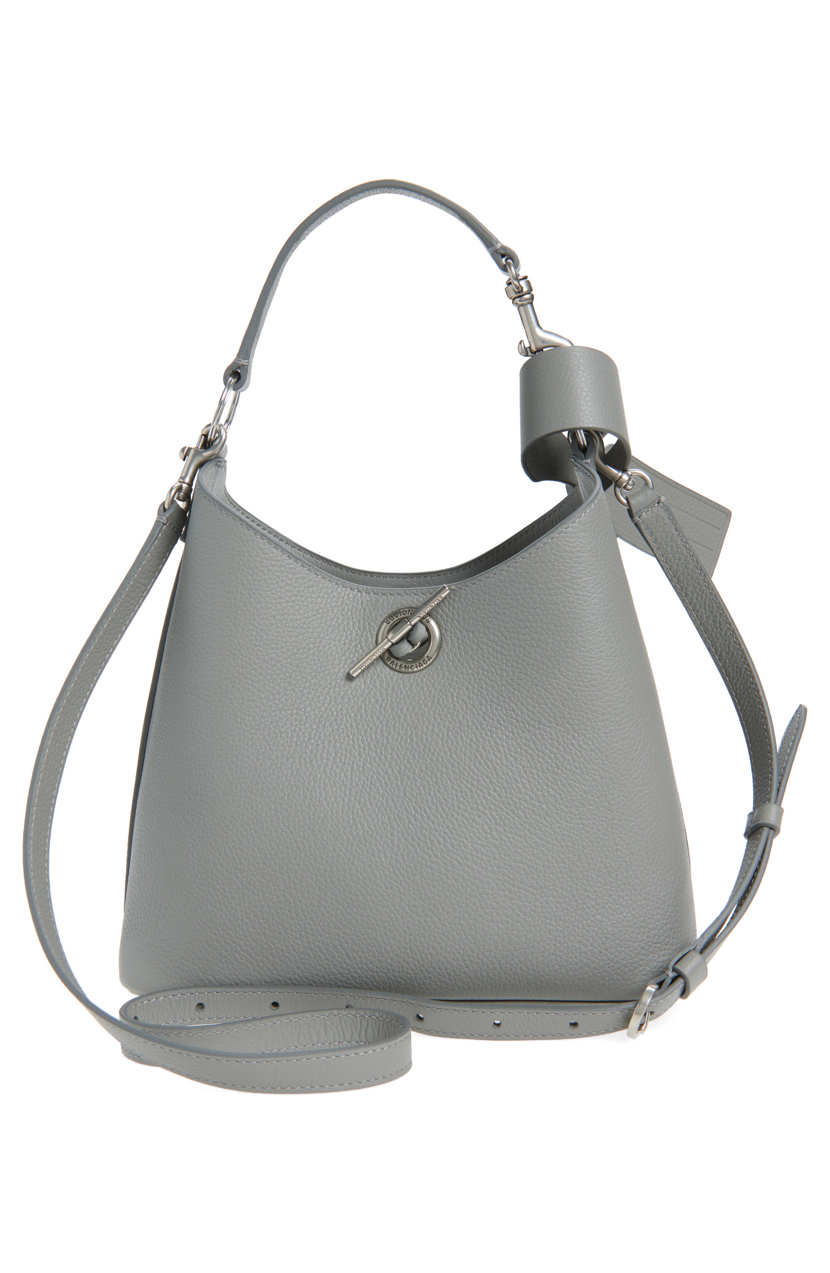 Small Carrie Grained Leather Hobo Bag, Alternate, color, 1108 BALENCIAGA GREY