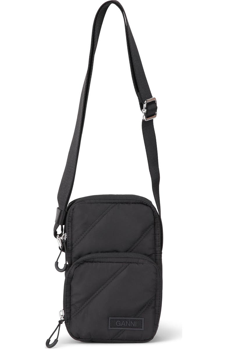 Ganni Mini Quilted Recycled Polyester Crossbody, Main, color,