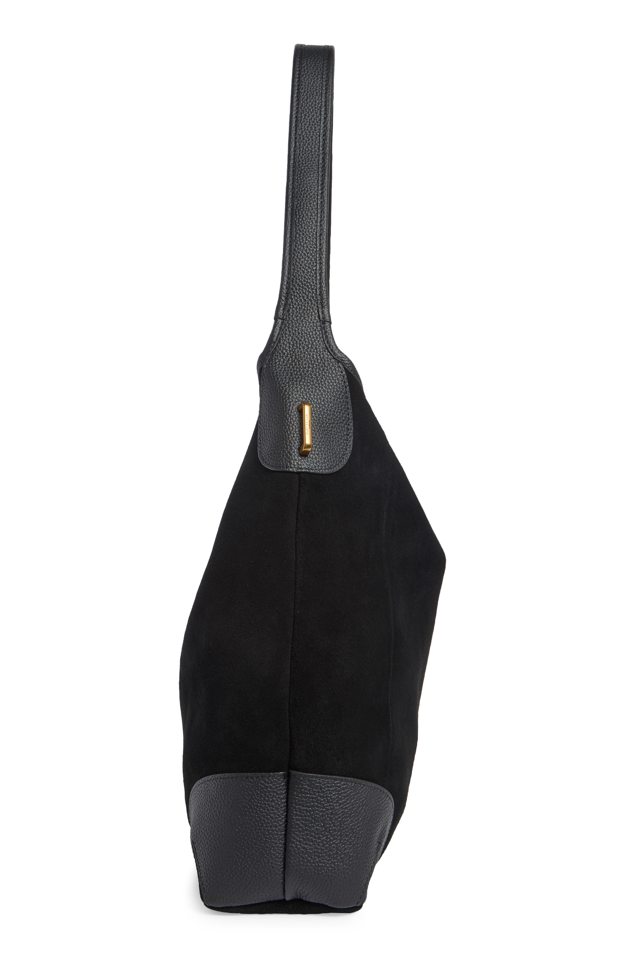 Balham Slouch Large Leather Hobo, Alternate, color, BLACK