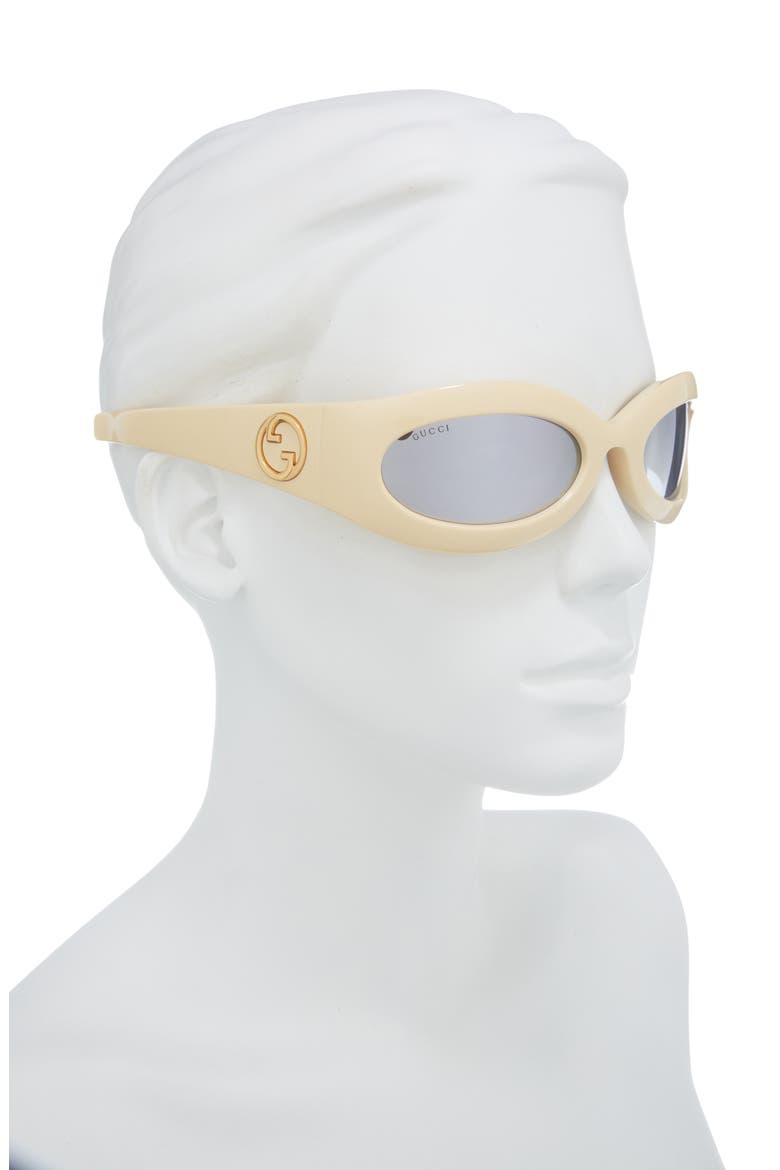 60mm Oval Wrap Sunglasses, Alternate, color, YELLOW YELLOW SILVER