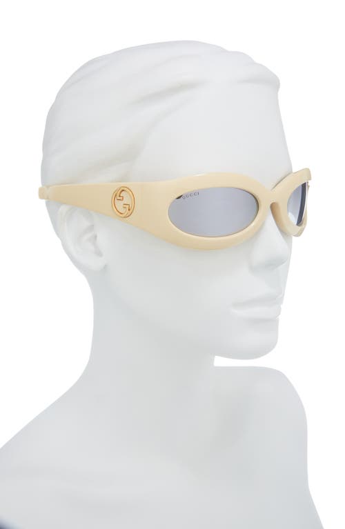 Gucci 60mm Oval Wrap Sunglasses In Gold