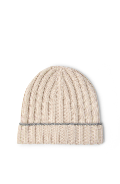 Cashmere rib knit beanie