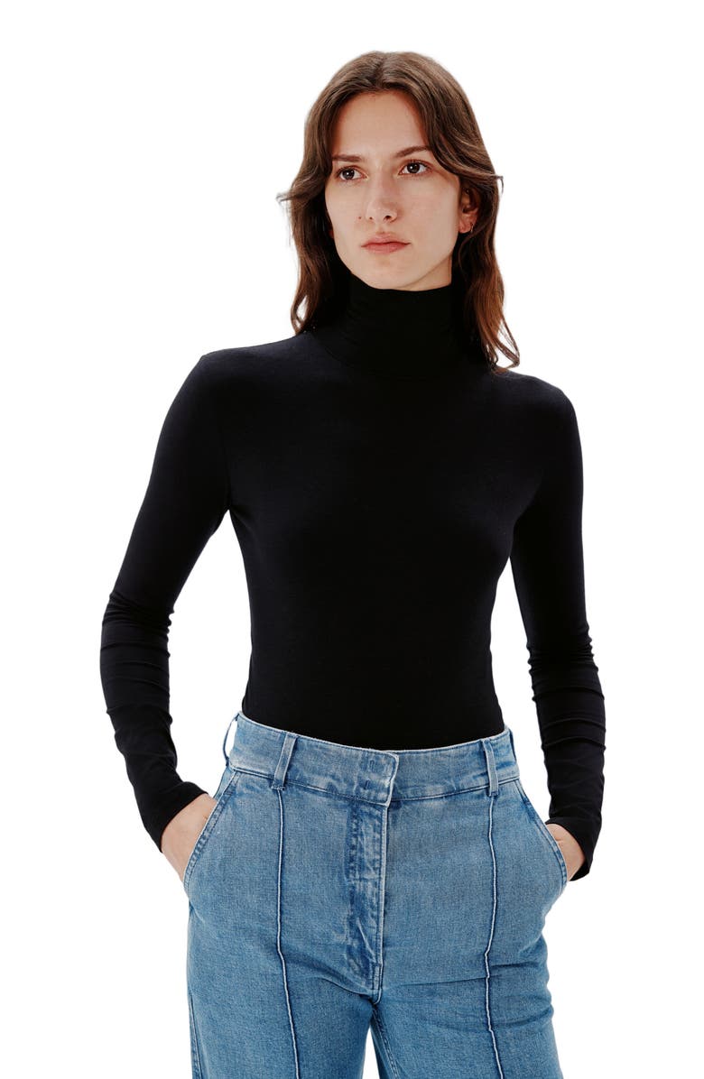 Another Tomorrow TURTLENECK BODYSUIT, Alternate, color, Black